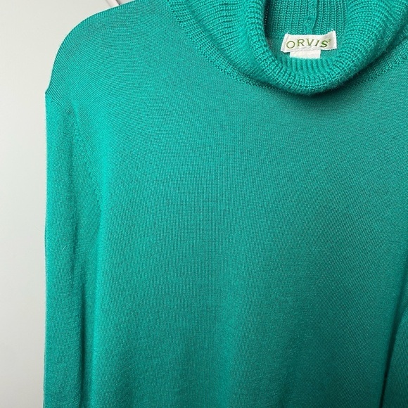 ORVIS 100% Wool Kelly Green Turtleneck Sweater Medium - Picture 4 of 16